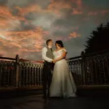 newly married couple outside busby hotel wedding venue scotland