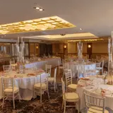 modern wedding reception hall with white linen at brisbane house