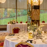 wedding ceremony hall table setup at a boclair house event