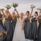 bride and bridesmaids at bowfield wedding venue near glasgow