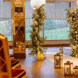 wedding aisle floral arrangement at boclair wedding venue bearsden