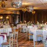 Tables set for dinner for wedding