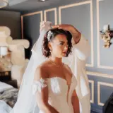 Bride getting hair done