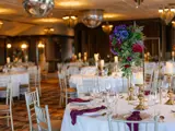 Tables set for dinner for a wedding