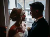 couple at busby hotel wedding venue clarkston