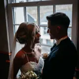 couple at busby hotel wedding venue clarkston