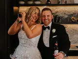 Couple mixing cocktails