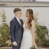 Couple on Wedding Day Looking into each others Eyes