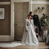 Couple sharing a moment after getting married